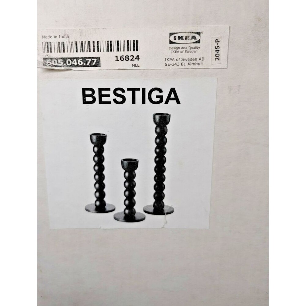 NIB Ikea Bestiga 605.046.77 Metal Candle Stick Holders Set of 3 Matte Black